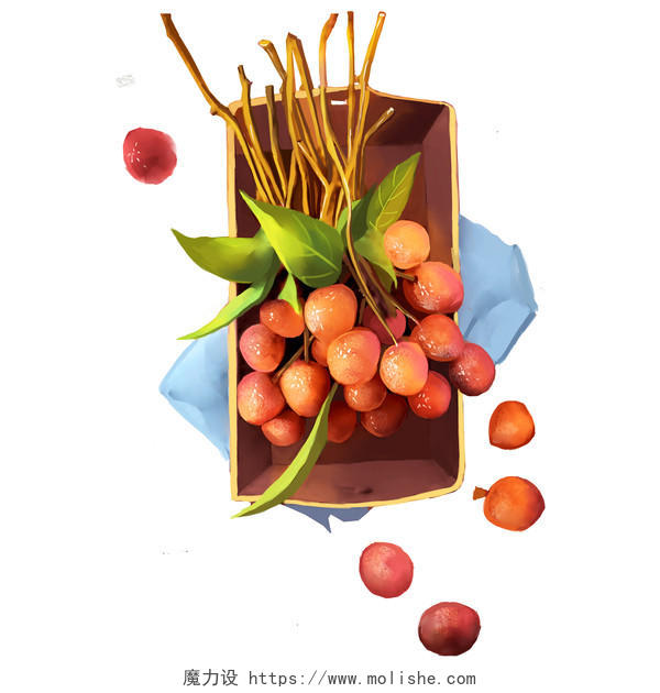 卡通手绘水果荔枝系列插图元素